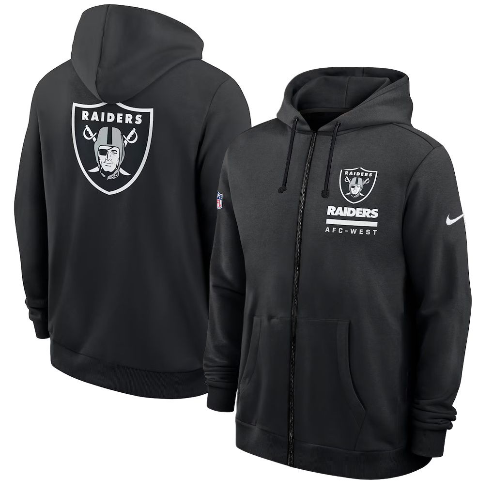 Men 2026 NFL Oakland Raiders zip-up hoodie black 01